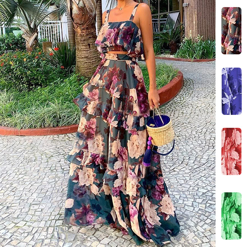Summer Clothing Bundle - Kadınlar İçin İki Parçalı Çiçek Desenli