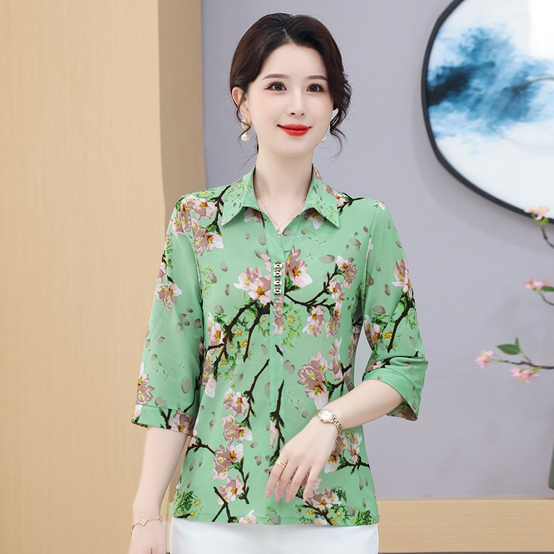 Summer Clothing For 60 Year Old Woman - Orta yaşlı anne rahat gevşek turn-aşağı