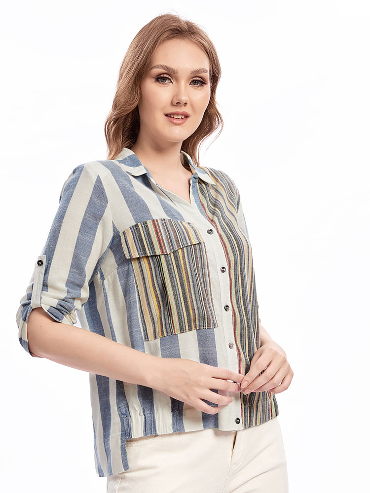 Summer Clothing For 60 Year Old Woman - Bayan büyük beden dokuma yaka gömlek