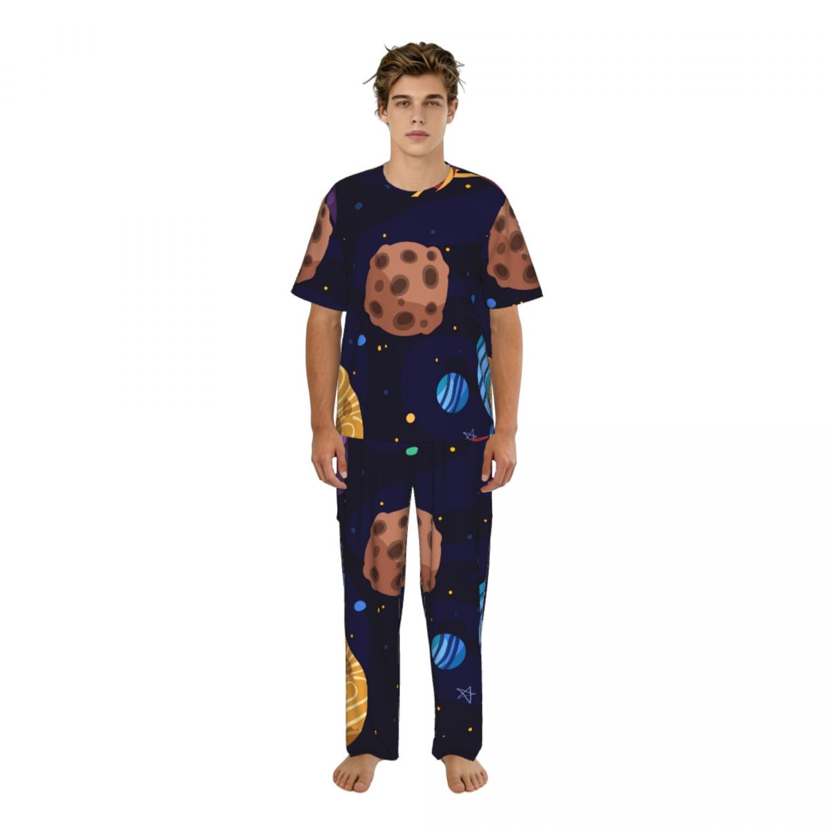 Summer Clothing Long Sleeve - Erkek Pijama Takımı Kısa Kollu Uzun