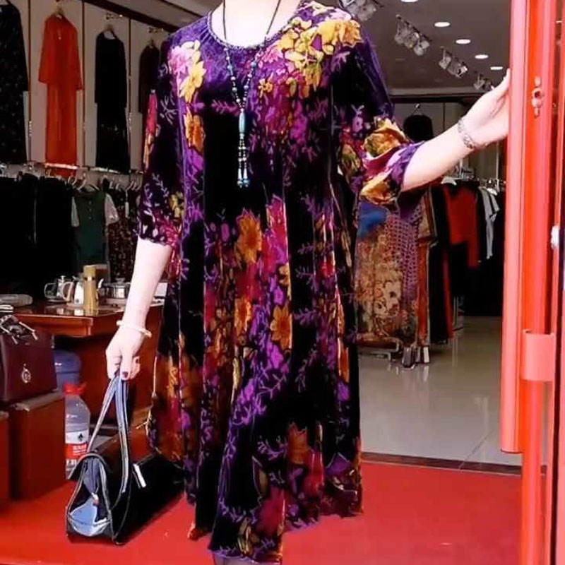 Summer Clothing For 60 Year Old Woman - Vintage kırık çiçekler Midi elbise yaz