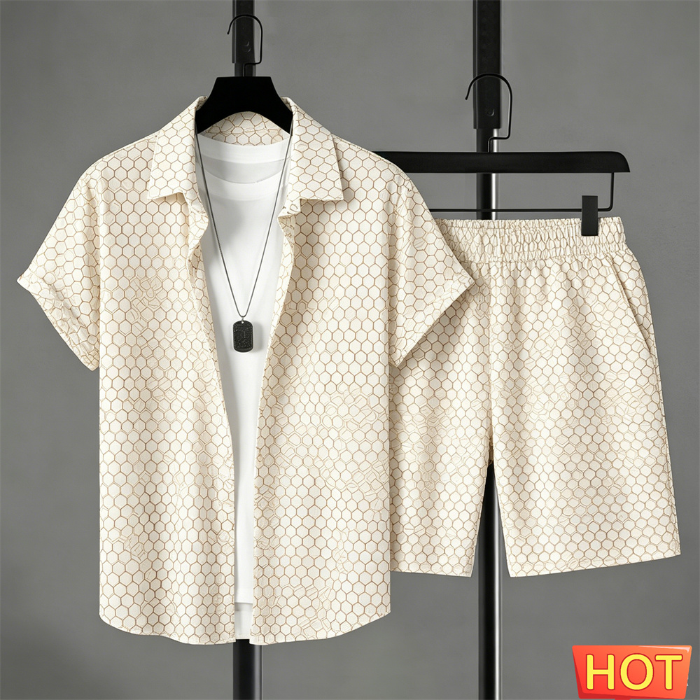Summer Clothing Mens - Yazlık Erkek Gömlek Takımı Degrade Renkli