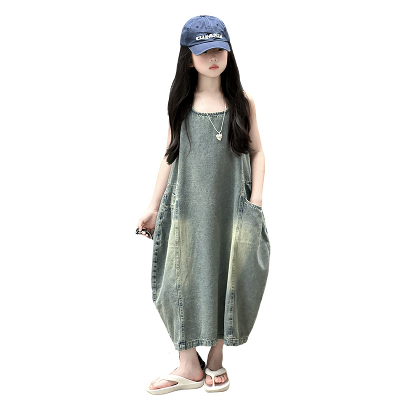 Summer Clothing Set For Girls - Vintage Mavi Çocuk Kız Yüksek Kaliteli