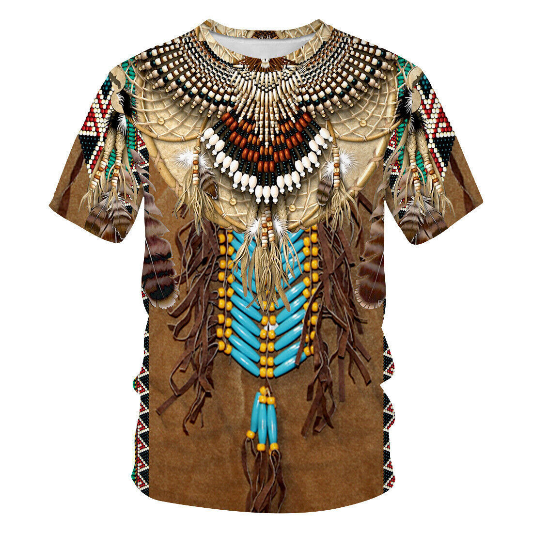Indian Summer Vintage Clothing - Hint Etnik Tarzı 3D Baskı T-Shirt