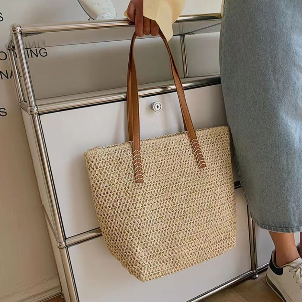Moda Düz Renk Örgü Hasır Tote  - Beach Bag Straw incelemesi ve fiyatı