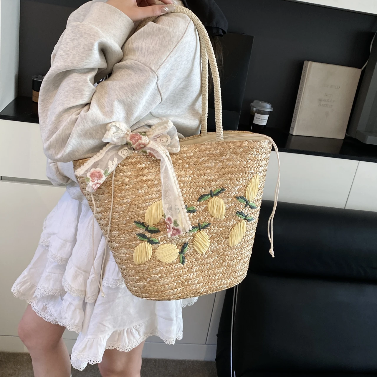 Büyük Kapasiteli Plaj Omuz Çan - Beach Bag Straw incelemesi ve fiyatı