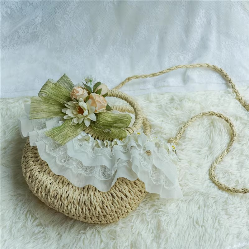 Country tarzı Lolita dantel ha - Beach Bag Straw incelemesi ve fiyatı