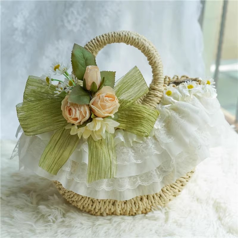 Country tarzı Lolita dantel ha - Beach Bag Straw incelemesi ve fiyatı