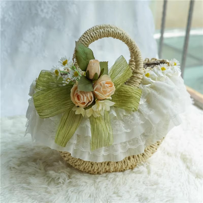 Country tarzı Lolita dantel ha - Beach Bag Straw incelemesi ve fiyatı