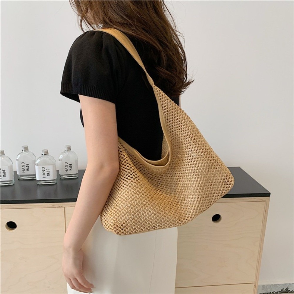 Sevimli Düz Renk Örgü Hasır Ça - Beach Bag Straw incelemesi ve fiyatı