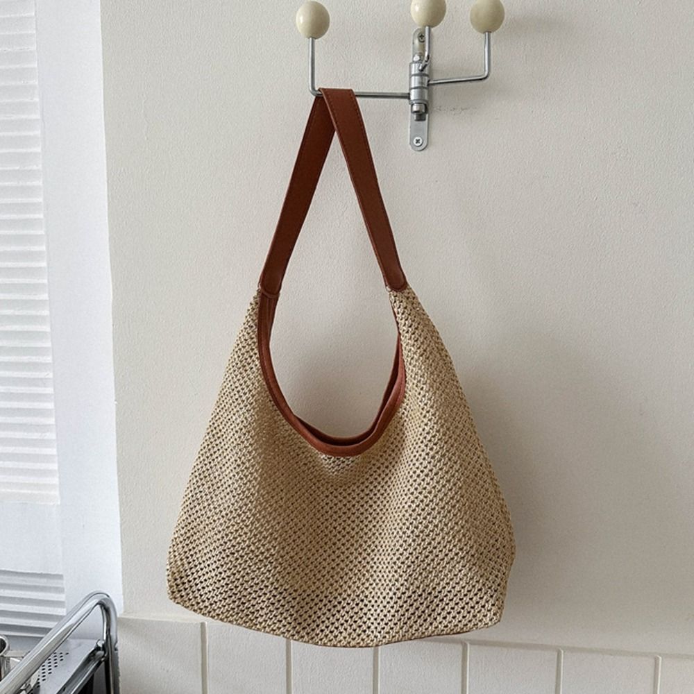 Sevimli Düz Renk Örgü Hasır Ça - Beach Bag Straw incelemesi ve fiyatı