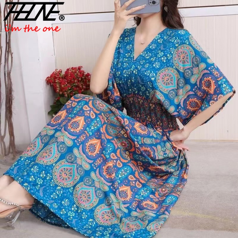 Kadın elbise yaz 2024 Maxi uzu - Indian Summer Vintage Clothing incelemesi ve fiyatı