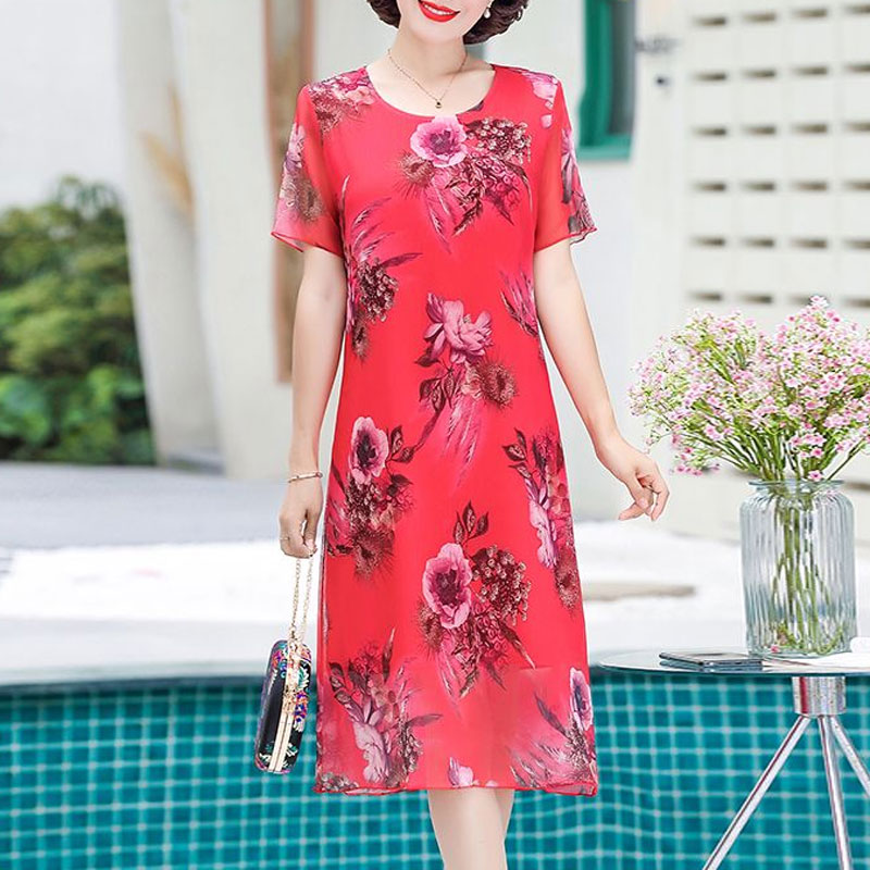 Moda düzensiz Midi elbise Vint - Summer Clothing For 60 Year Old Woman incelemesi ve fiyatı
