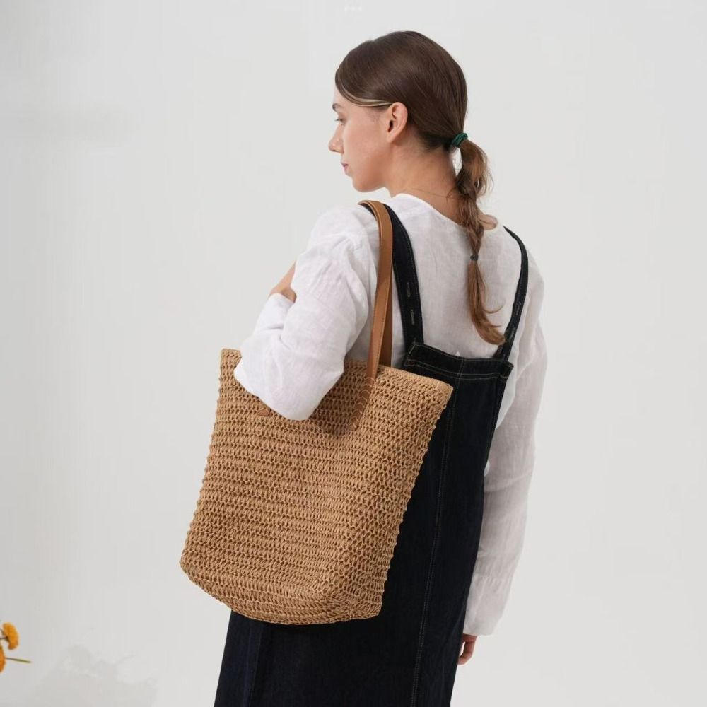 Sevimli Düz Renkli Hasır Örgü  - Beach Bag Straw incelemesi ve fiyatı
